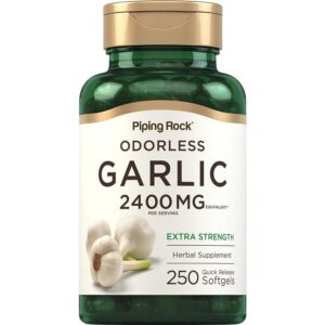 Piping Rock Odorless Garlic 250 Softgels Capsules 2400mg