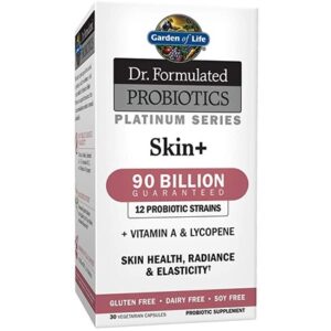Garden of Life Dr. Formulated Probiotics Platinum Skin Shelf-Stable 30 Capsules Vitamin A Lycopene Skin Health Radiance